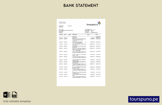 listo para imprimir plantilla de word   estado de cuenta de Permatabank de Indon